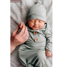 Caden Lane Caden Lane- Moss Bamboo Newborn Knot Gown & Hat Set