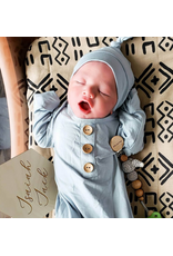 Caden Lane Caden Lane- Solid Light Dusty Blue Bamboo Newborn Knot Gown & Hat Set