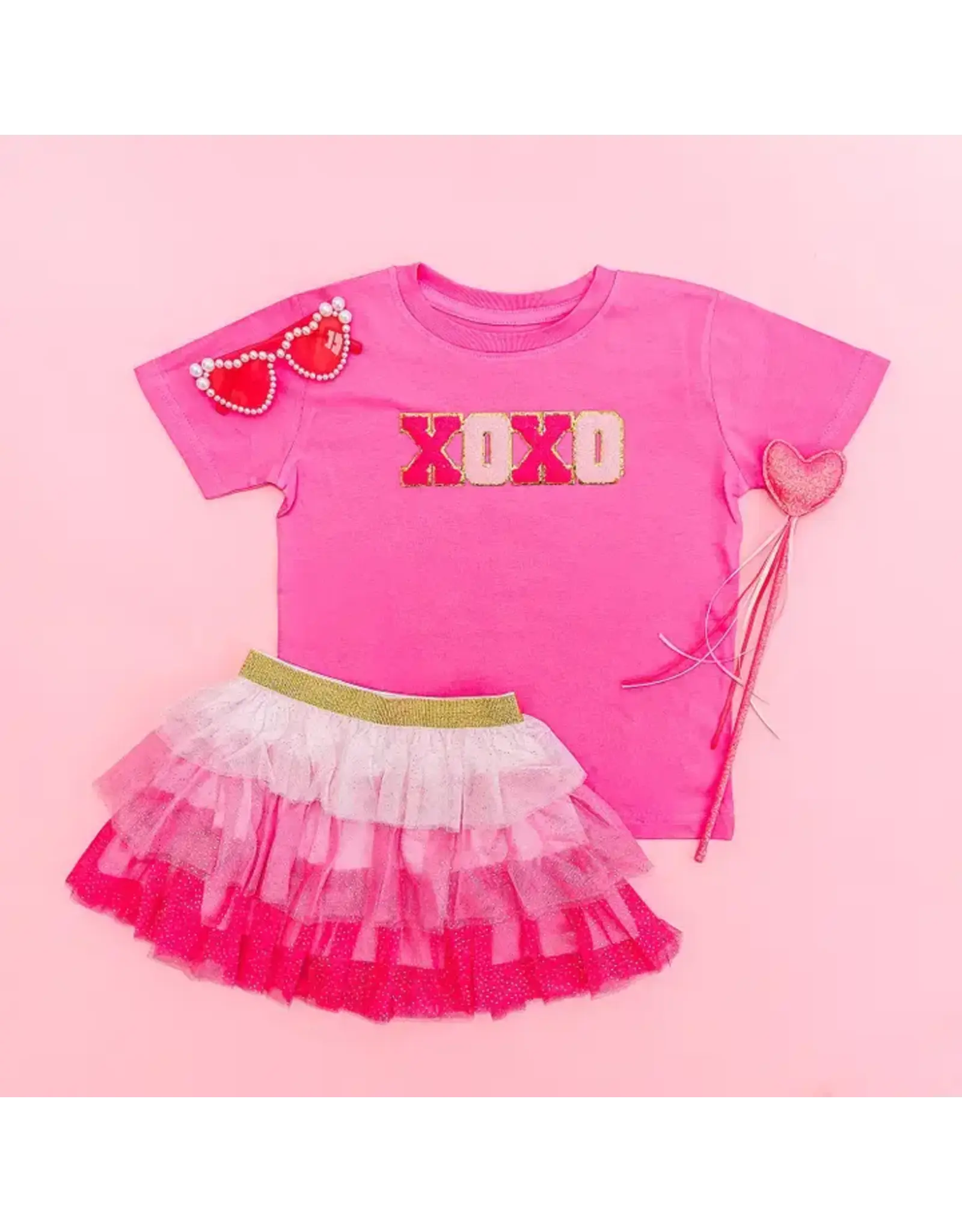 Sweet Wink- XOXO Patch Shirt- Raspberry