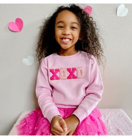 Sweet Wink- XOXO Patch Pink Sweatshirt
