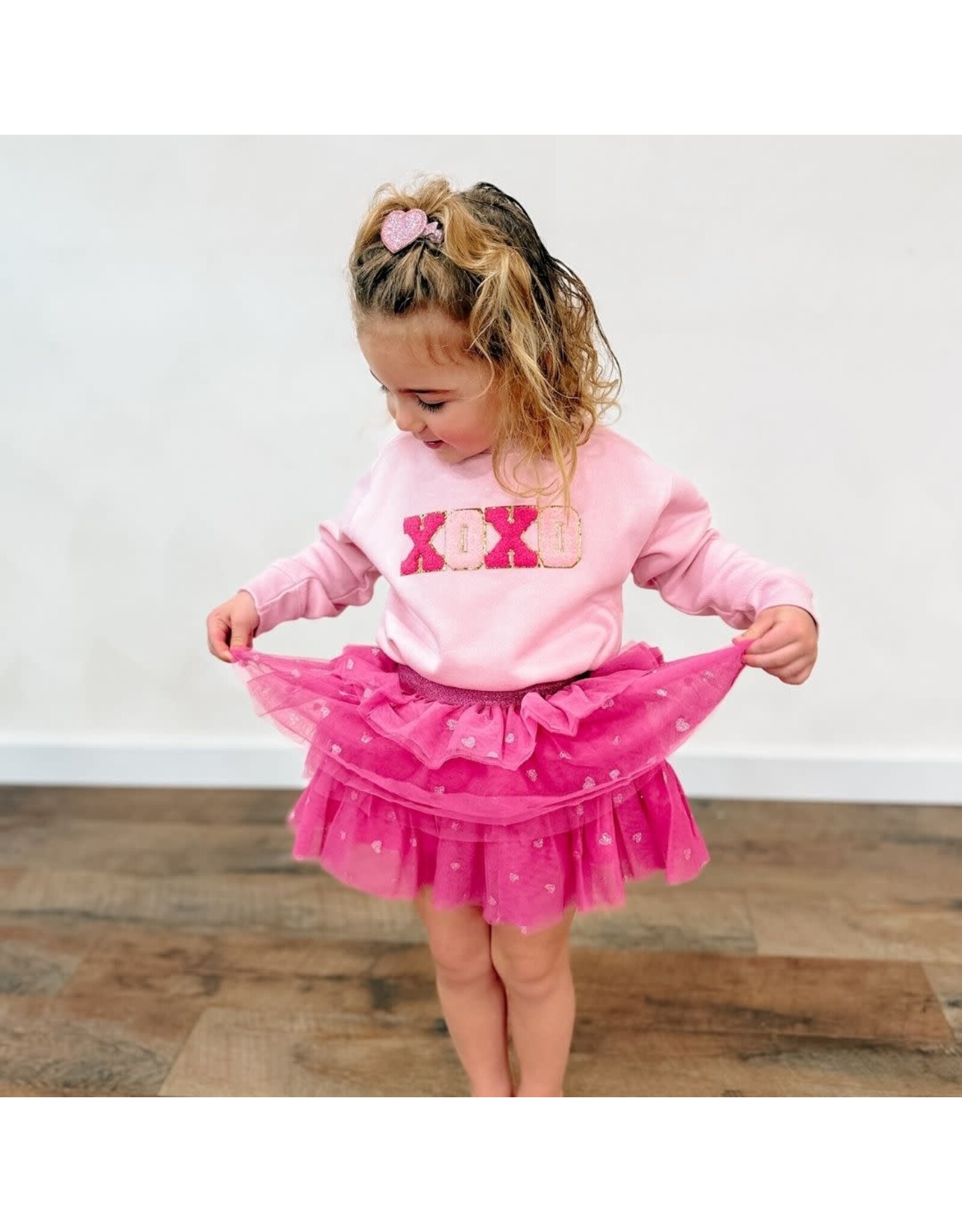 Sweet Wink- XOXO Patch Pink Sweatshirt