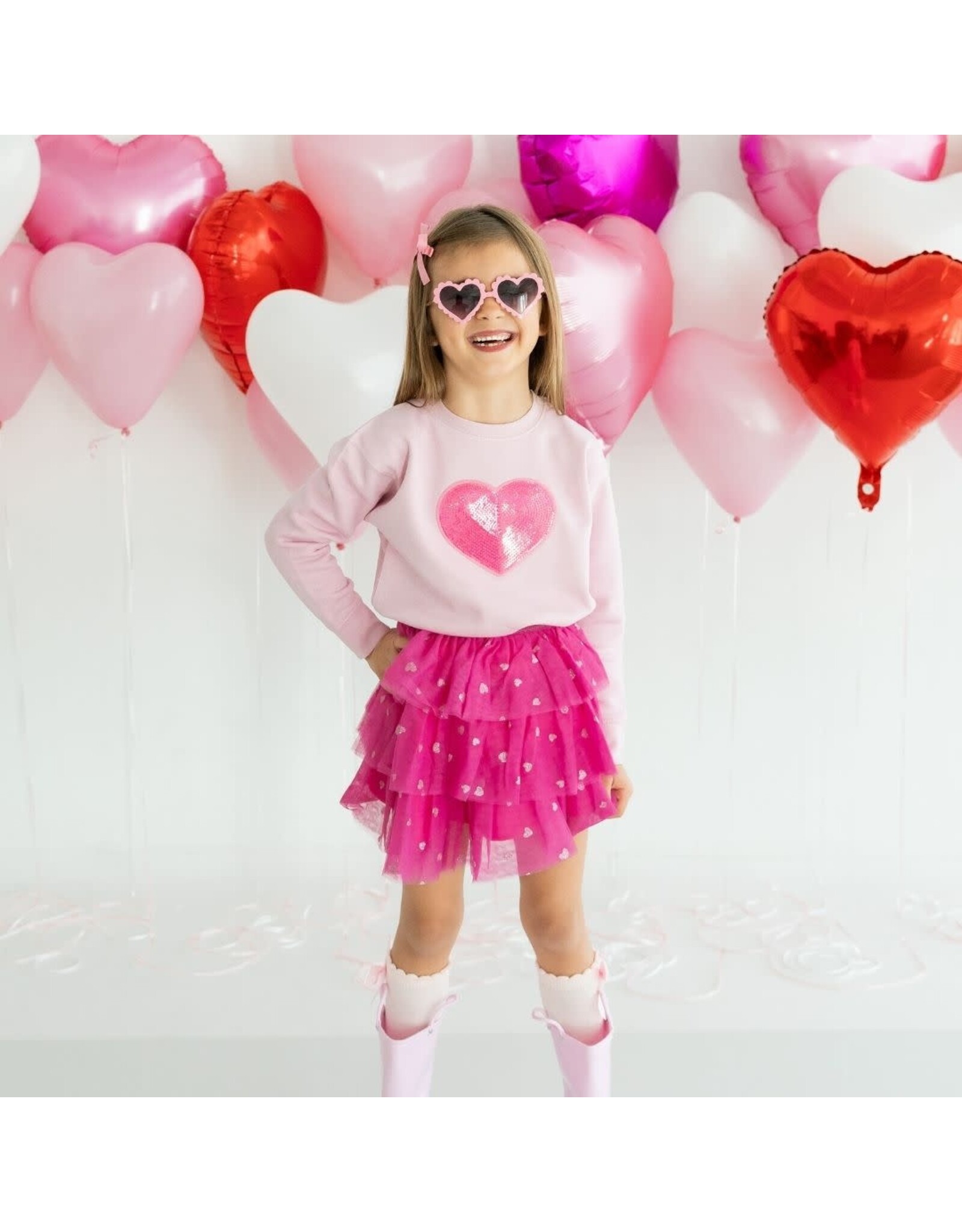 Sweet Wink- Heart Sequin Patch Sweatshirt
