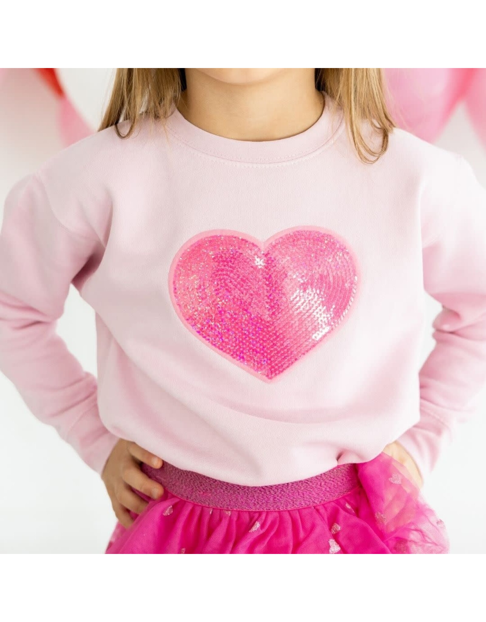 Sweet Wink- Heart Sequin Patch Sweatshirt