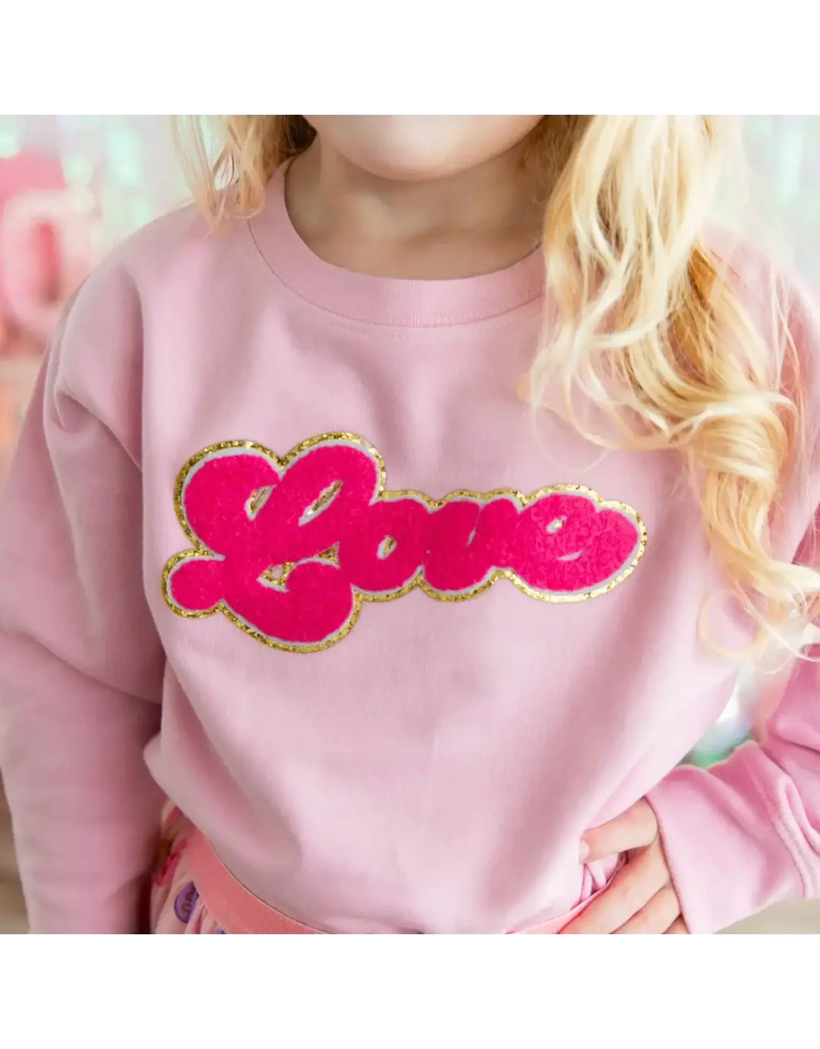 Sweet Wink- Love Script Patch Sweatshirt