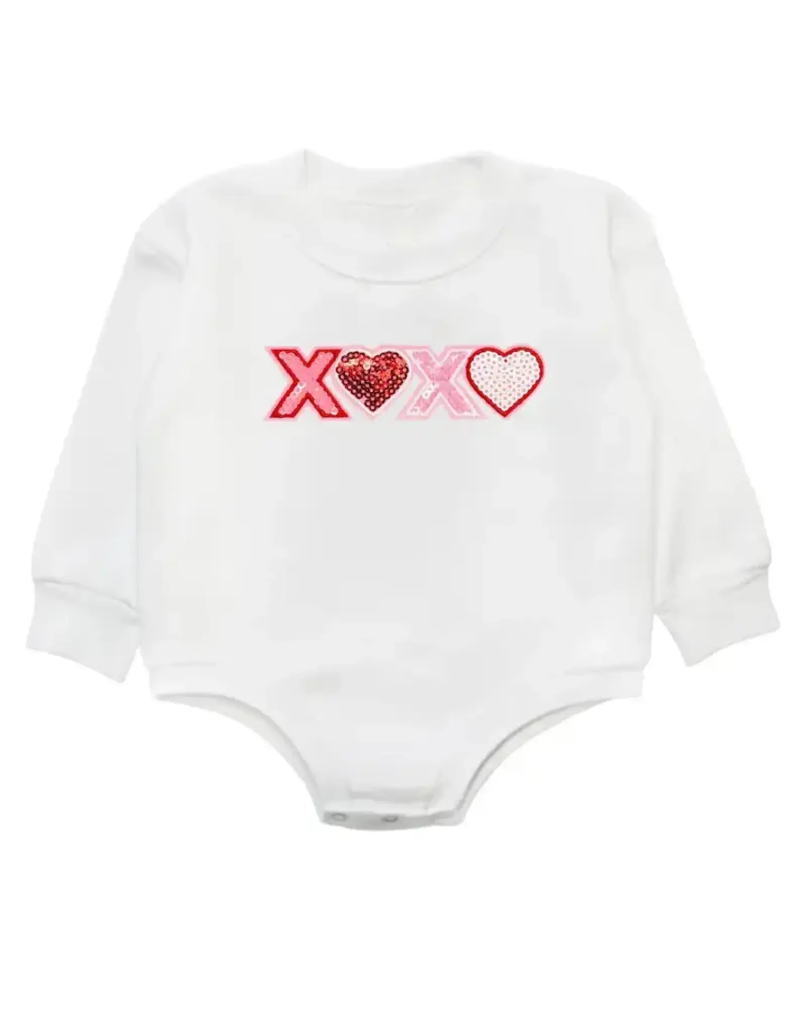 Sweet Wink- XOXO Sequin Patch L/S Romper