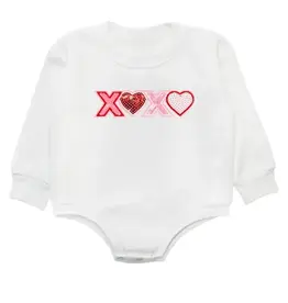 Sweet Wink- XOXO Sequin Patch L/S Romper