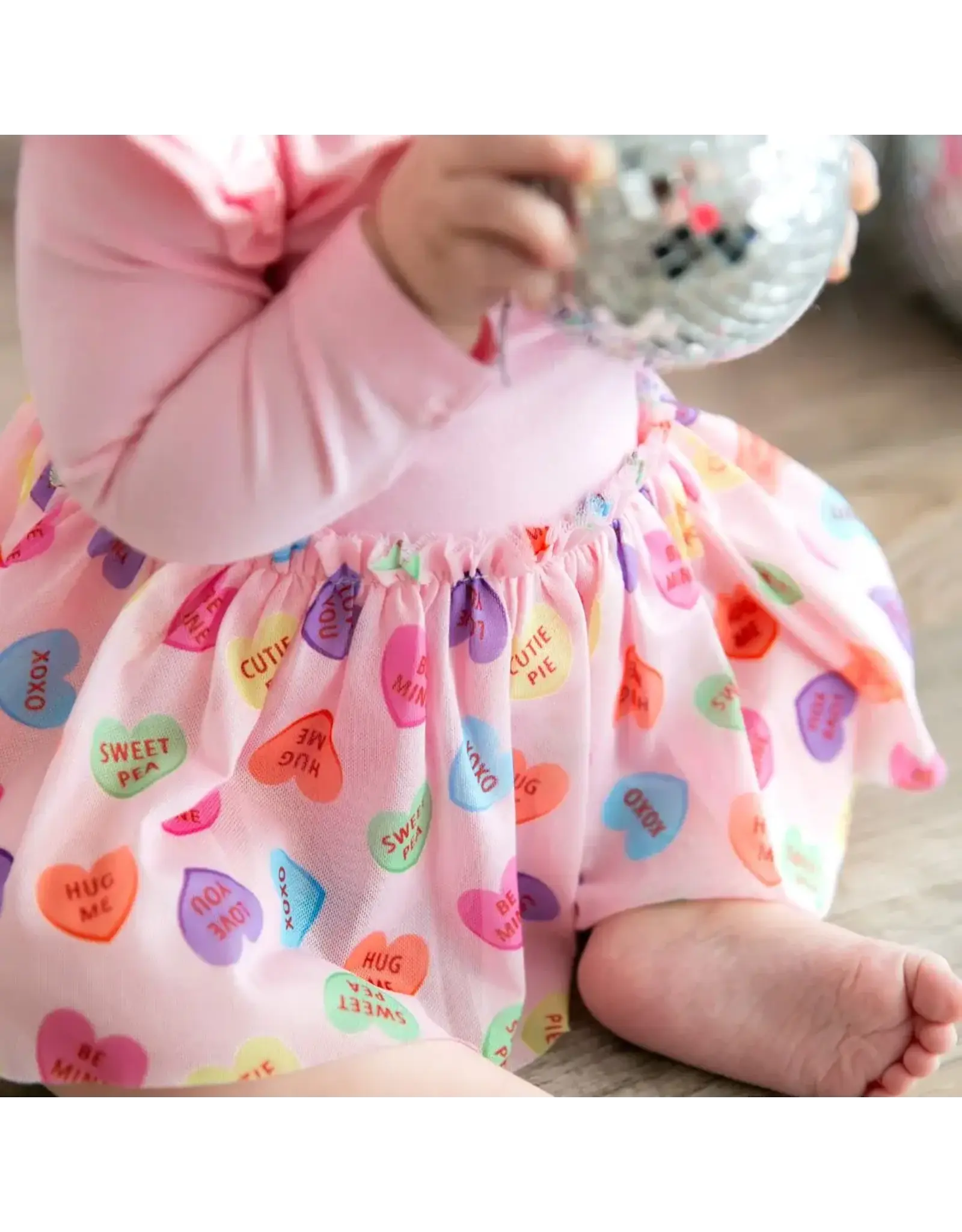 Sweet Wink- Candy Hearts L/S Tutu Bodysuit