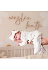 Caden Lane Caden Lane- Cloud White Bamboo Waffle Zipper Ruffle Footie