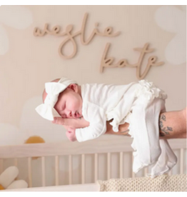 Caden Lane Caden Lane- Cloud White Bamboo Waffle Zipper Ruffle Footie