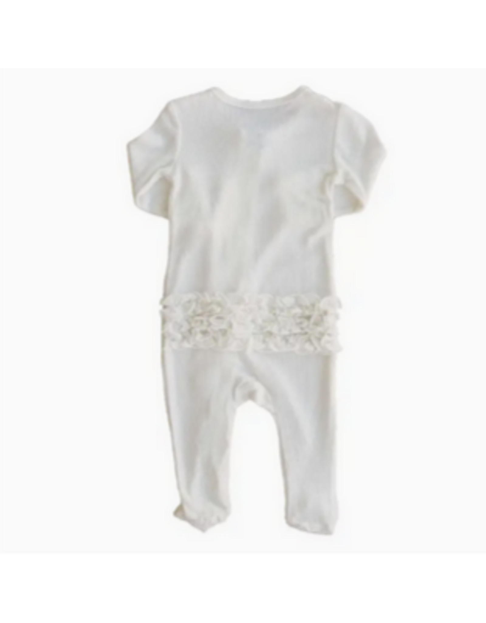 Caden Lane Caden Lane- Cloud White Bamboo Waffle Zipper Ruffle Footie