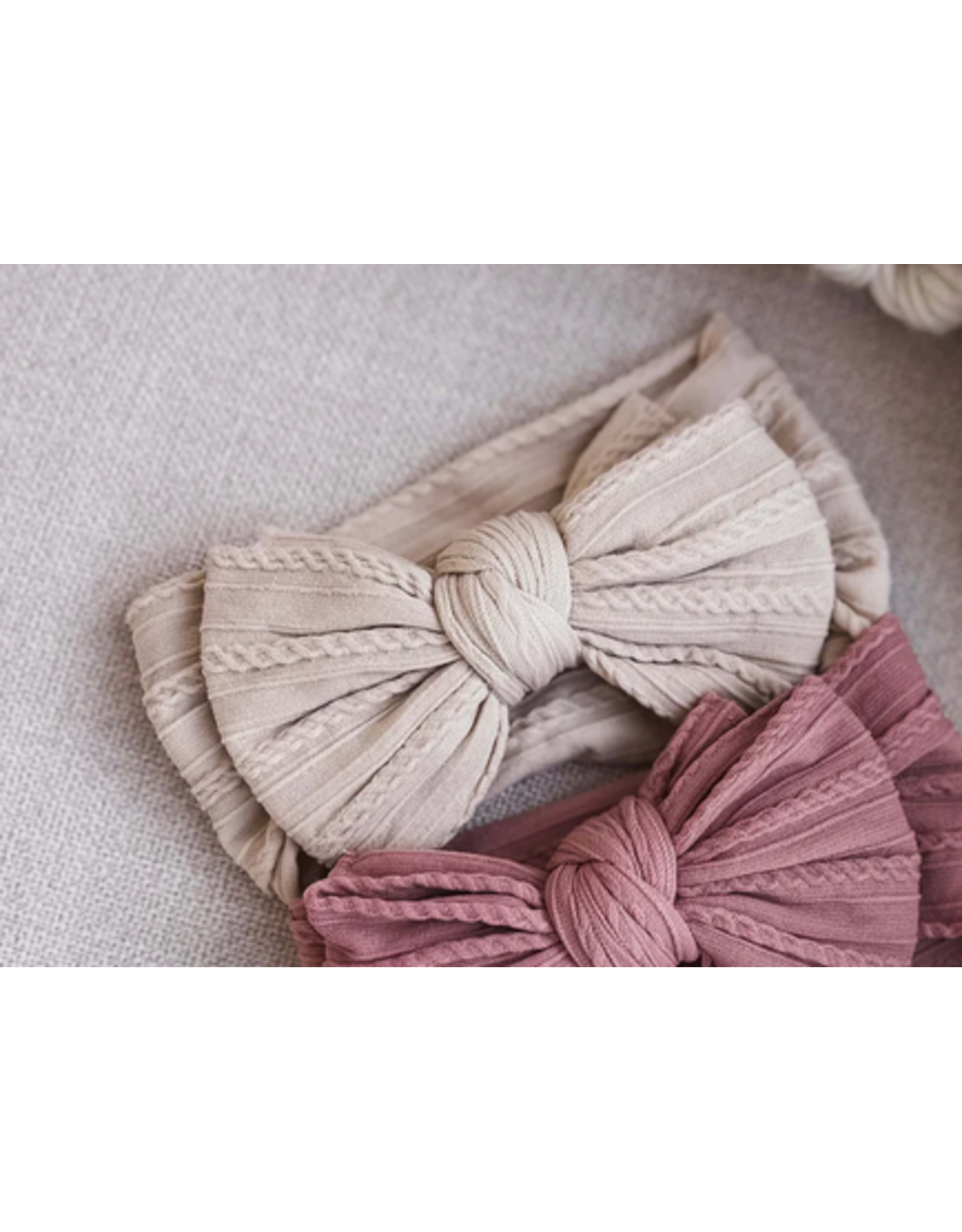 Caden Lane Caden Lane- Wheat Large Soft Cable Knit Bow