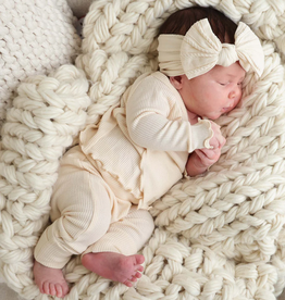 Caden Lane Caden Lane- Almond Large Soft Cable Knit Bow