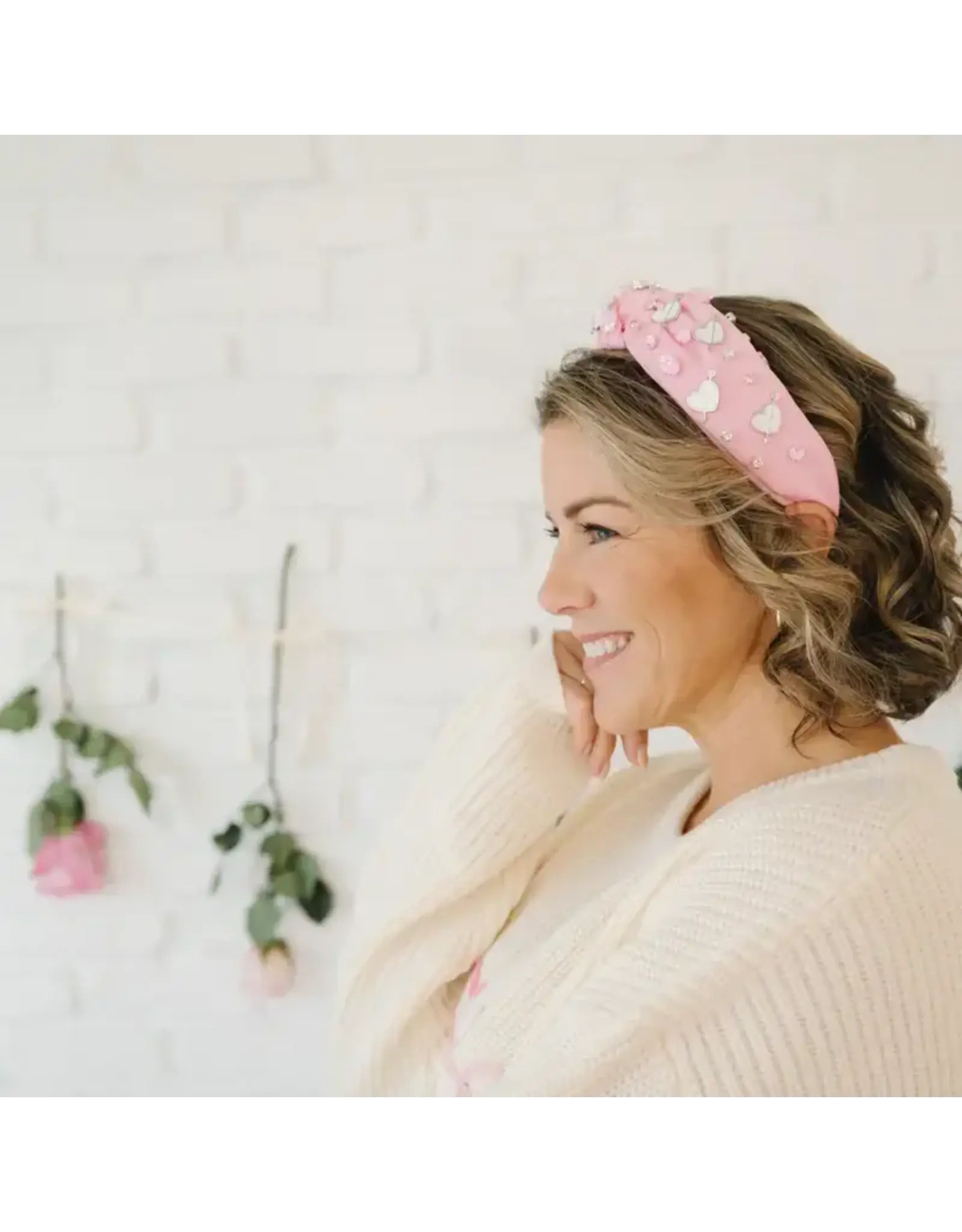 Sweet Wink- Pink Valentine's Day Gemstone Headband: Adult