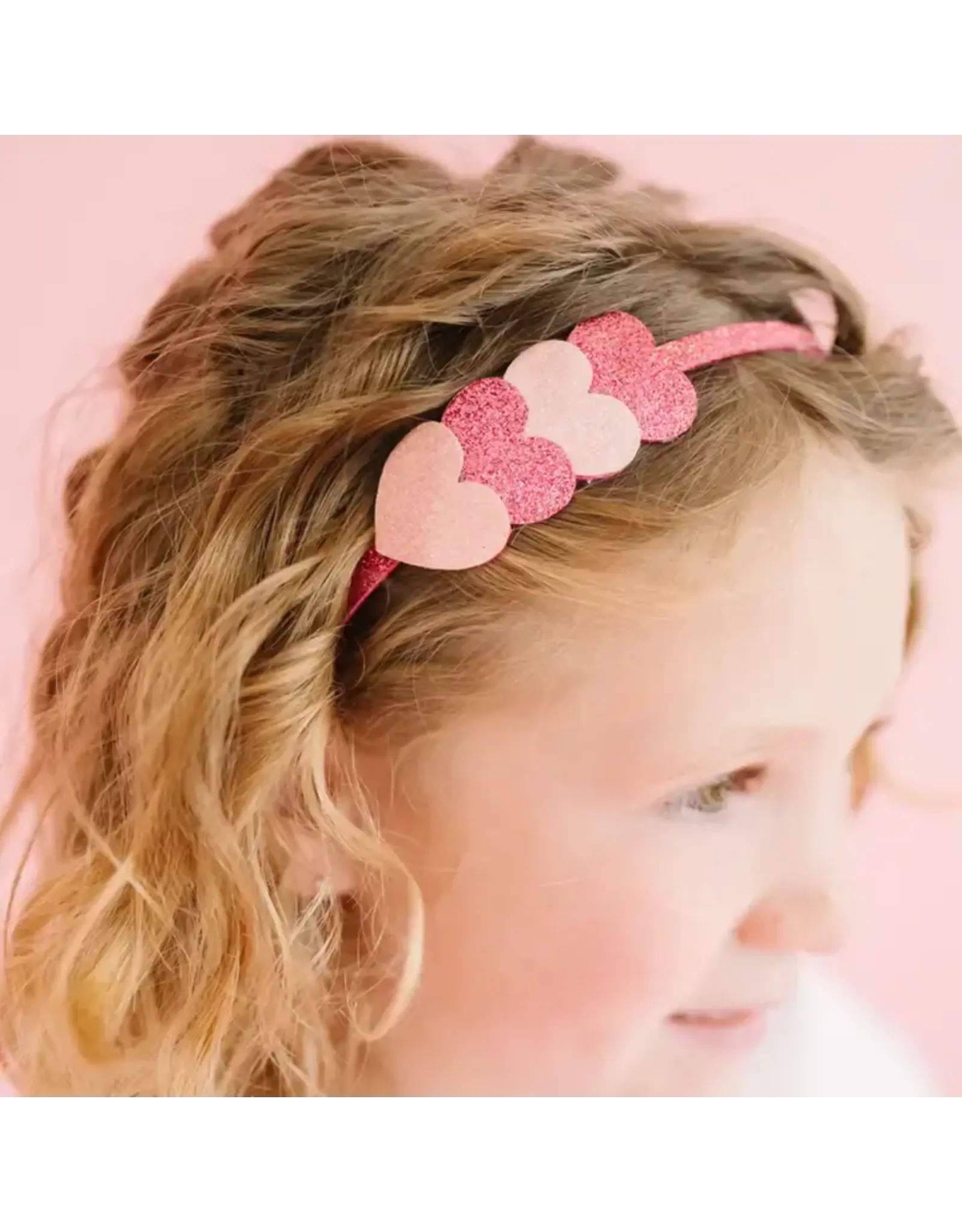 Sweet Wink- Pink Sparkle Hearts Valentine's Day Headband