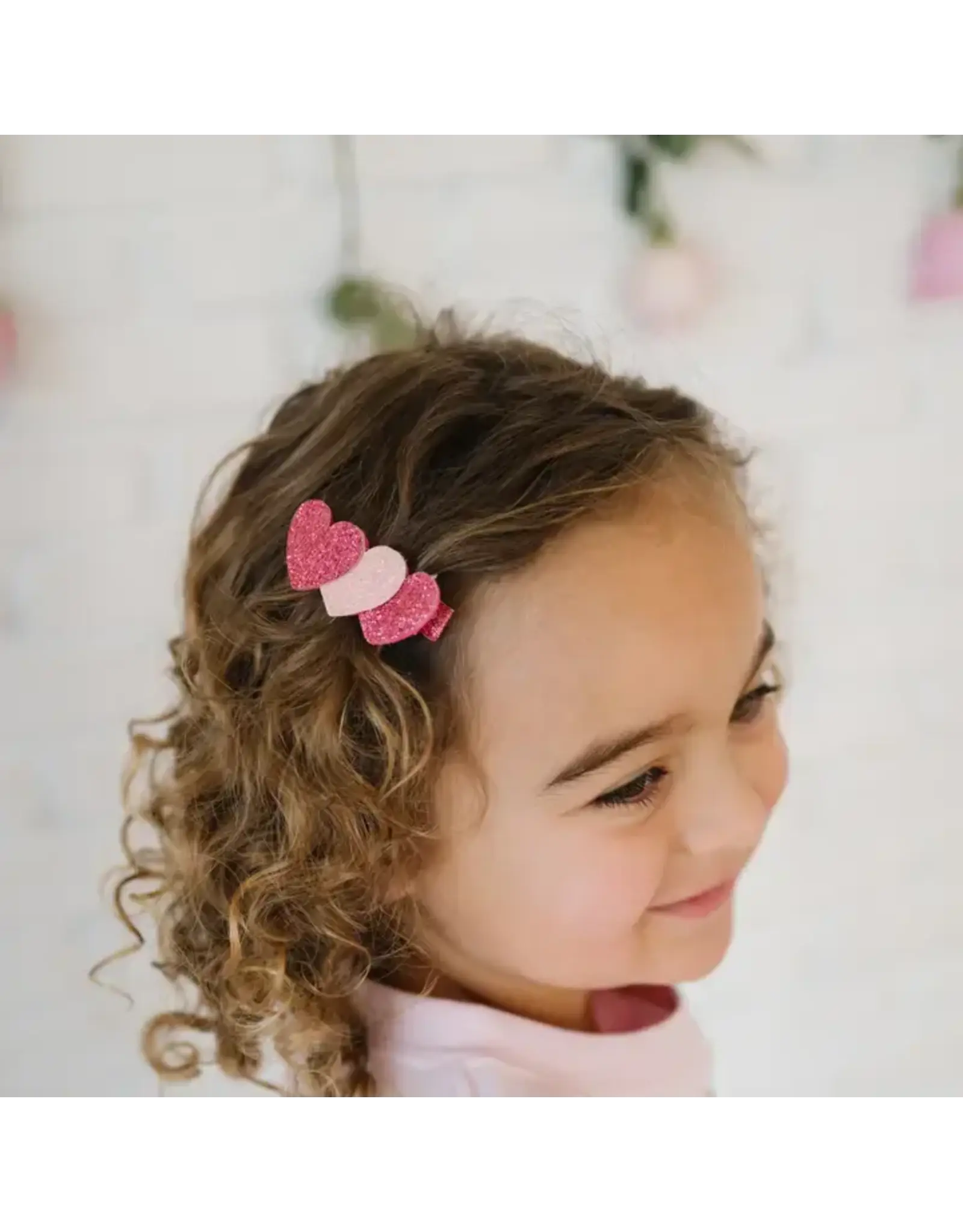 Sweet Wink- Pink Sparkle Hearts Valentine's Day Clip