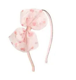 Sweet Wink- Flocked Heart Valentine's Day Tulle Bow Headband