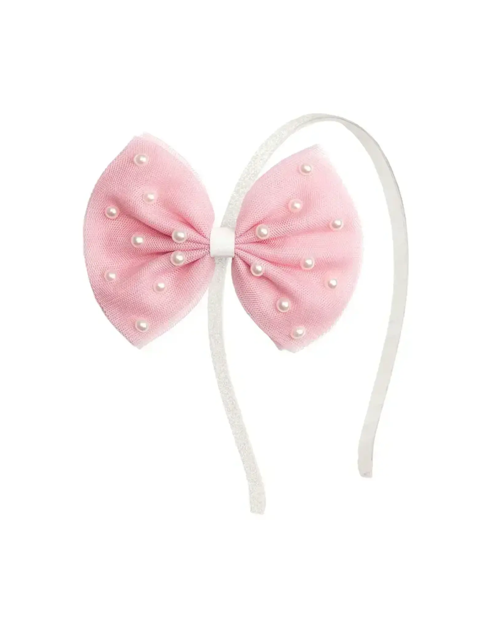 Sweet Wink- Pretty Pearl Tulle Bow Headband