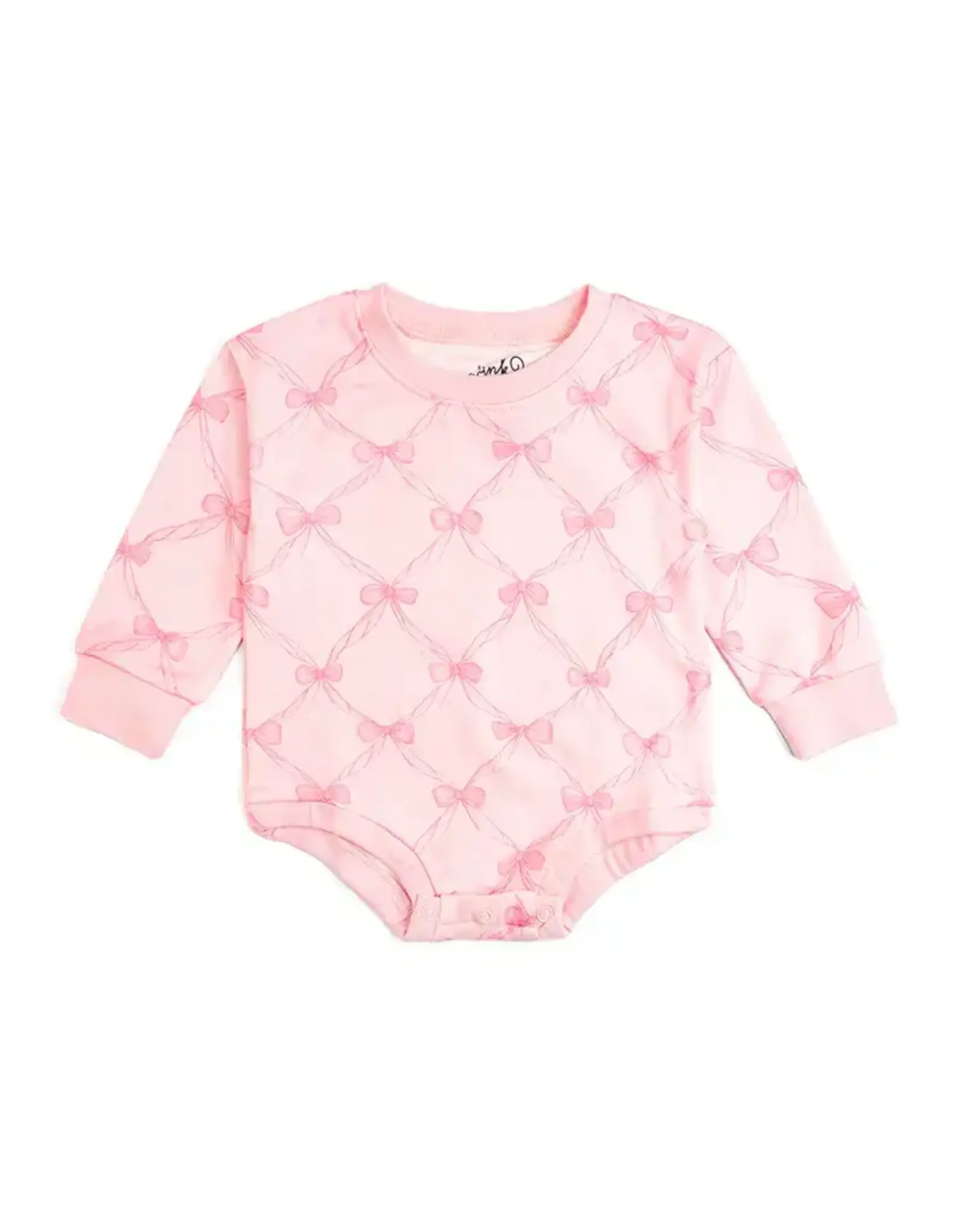 Sweet Wink- Bow Trellis L/S Romper: Ballet