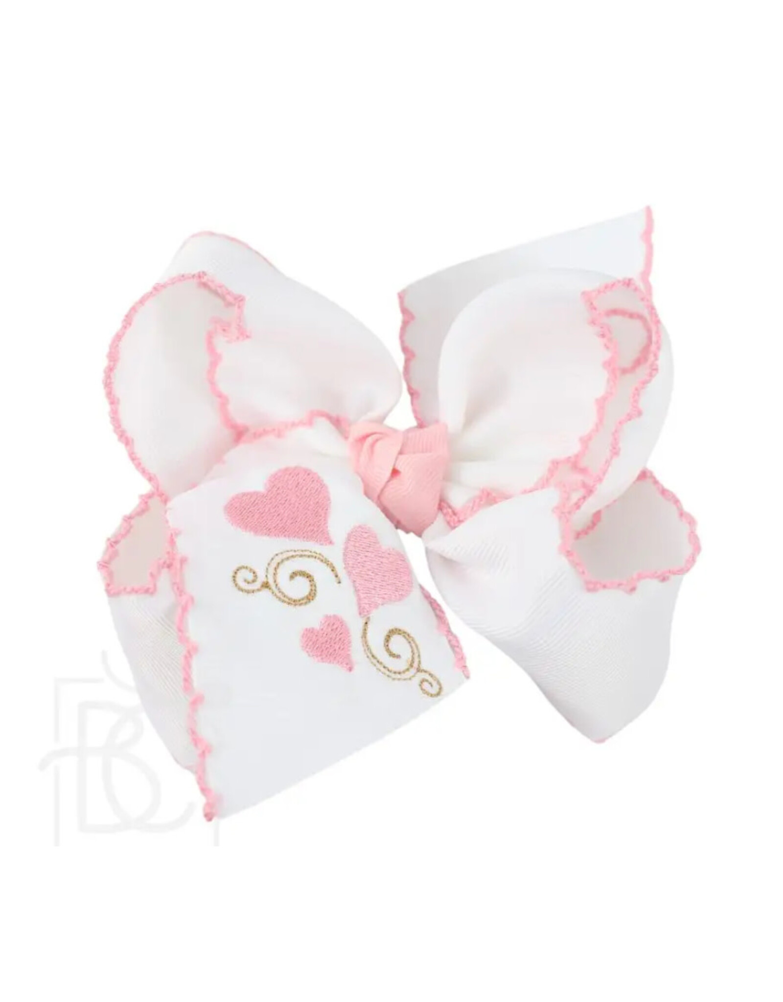 Beyond Creations Beyond Creations- 5.5" Heart Embroidered Crochet Edge Knot Bow