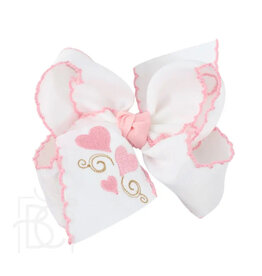 Beyond Creations Beyond Creations- 5.5" Heart Embroidered Crochet Edge Knot Bow