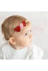 Sweet Wink- Pink & Red Glitter Hearts Baby Headband