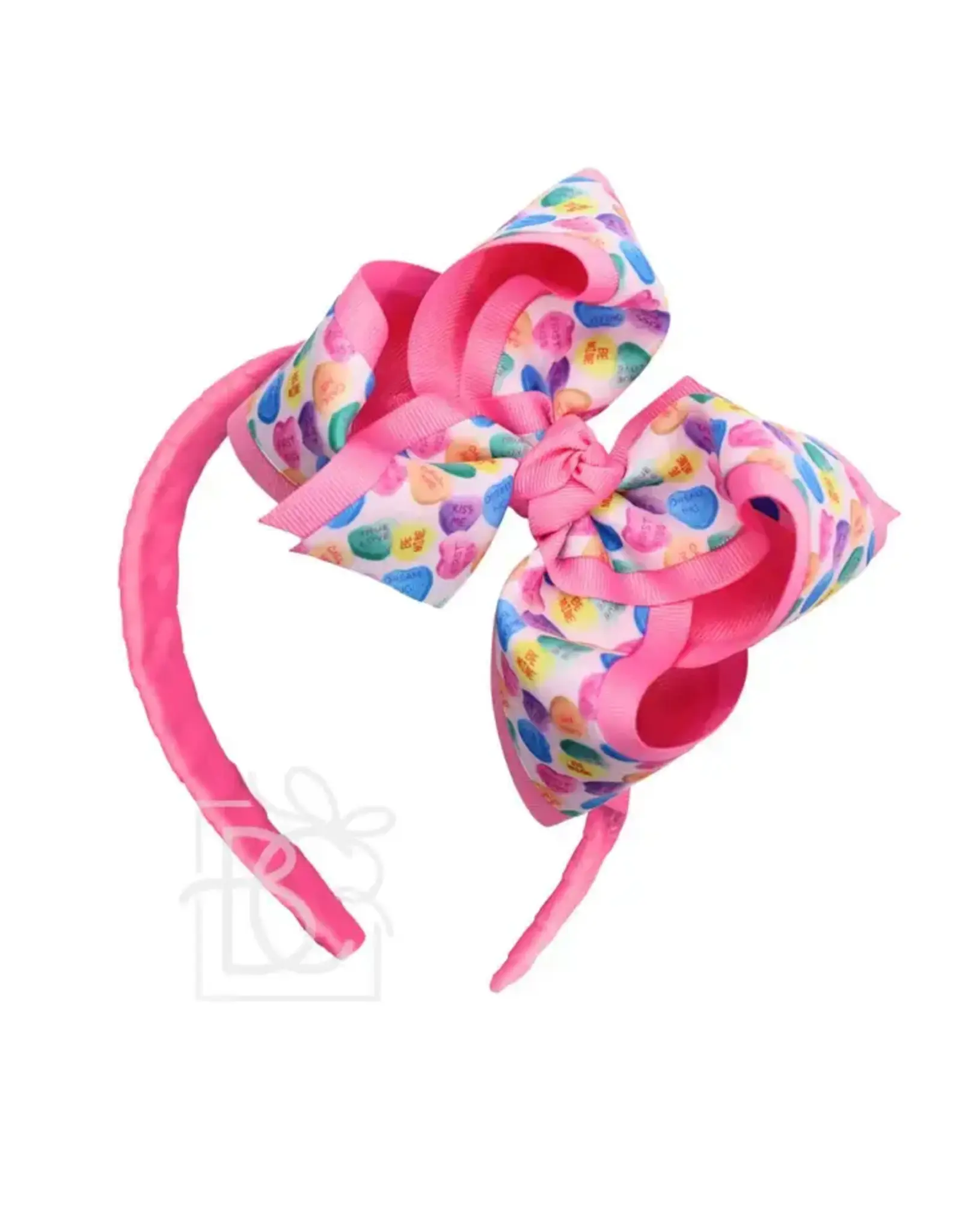 Beyond Creations Beyond Creations- Hot Pink Candy Heart 5.5 XL Layered Bow on HB