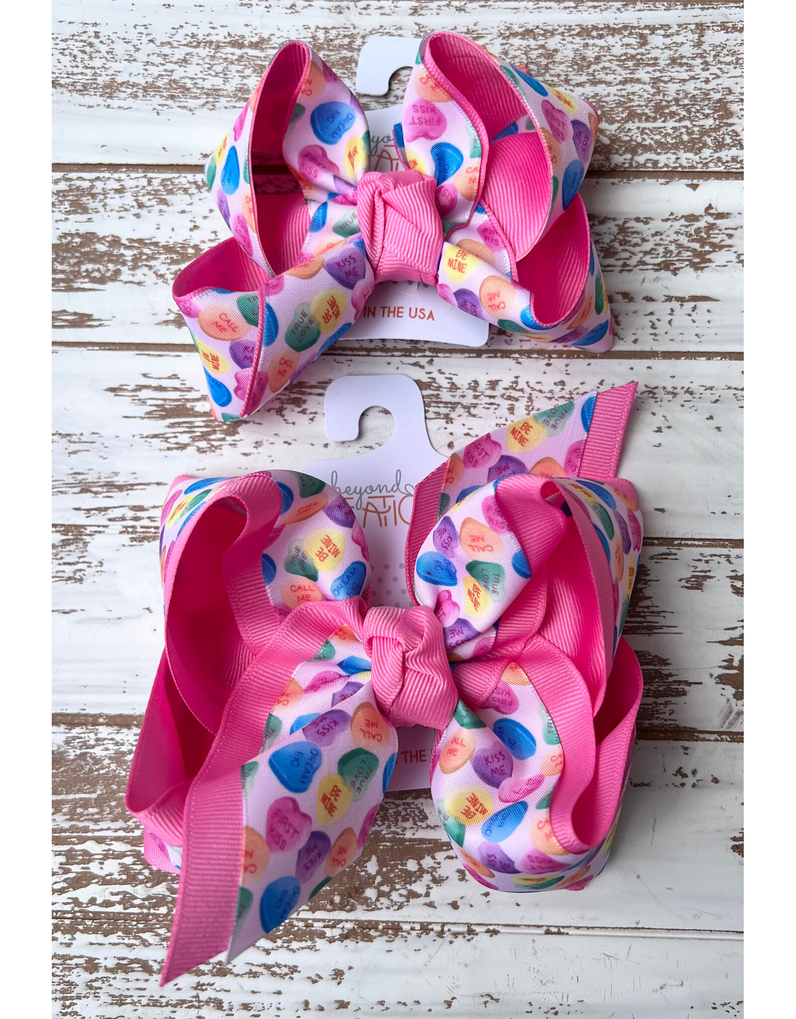 Beyond Creations Beyond Creations- Hot Pink Candy Heart Layered Bow