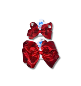 Wee Ones- Valentine Taffeta Glitter Red Heart Bow