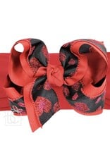 Beyond Creations Beyond Creations- 5.5" Black/Red Heart Bow on Pantyhose Headband