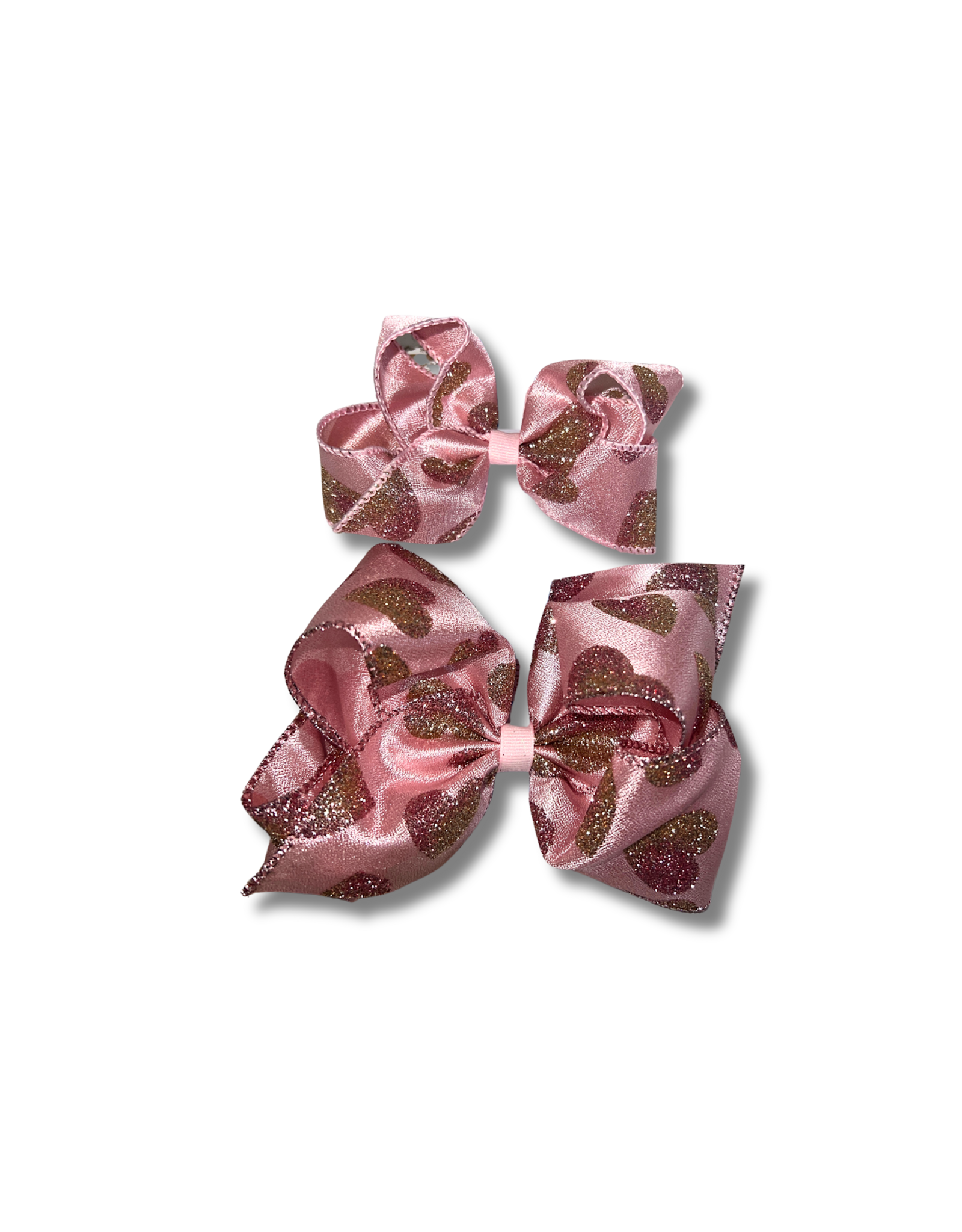 Wee Ones- Valentine Taffeta Glitter Pearl Heart Bow