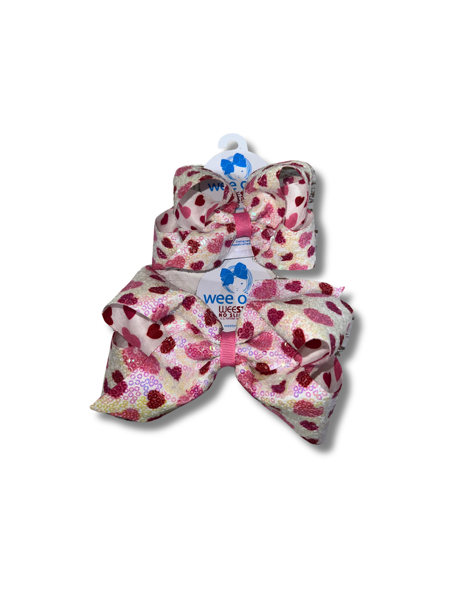 Wee Ones- Valentine Sequin Red and Pink Heart Bow