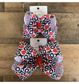 One Stop Bow Shop One Stop- Heart Tac Toe Printed Knot Bow