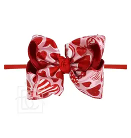 Beyond Creations Beyond Creations- Red Valentines Heart 5.5 XL Layered Bow on 1/4 HB