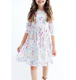 Mila & Rose Mila & Rose- Rainbow Vibes 3/4 Sleeve Pocket Twirl Dress