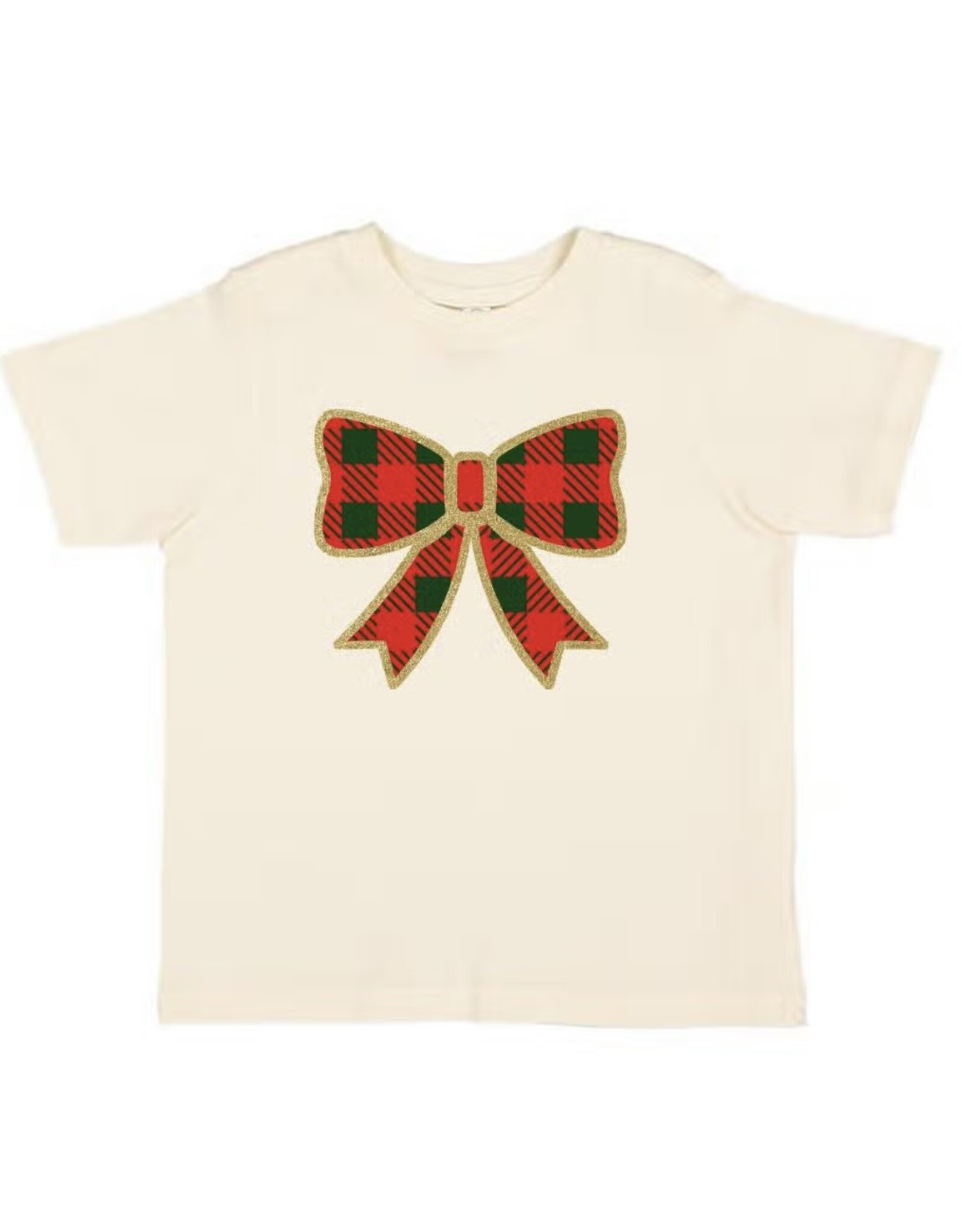 Sweet Wink Sweet Wink- Christmas Plaid Bow S/S Natural TShirt