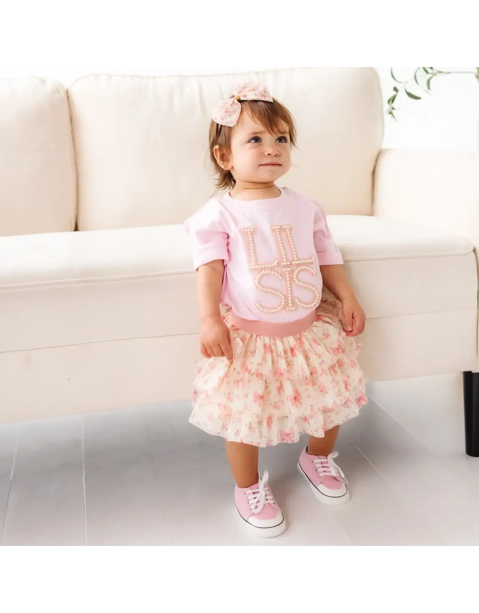 Sweet Wink- Lil Sis Pearl Patch S/S Romper