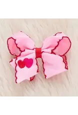 Double Heart Scallop Embroidered Bow