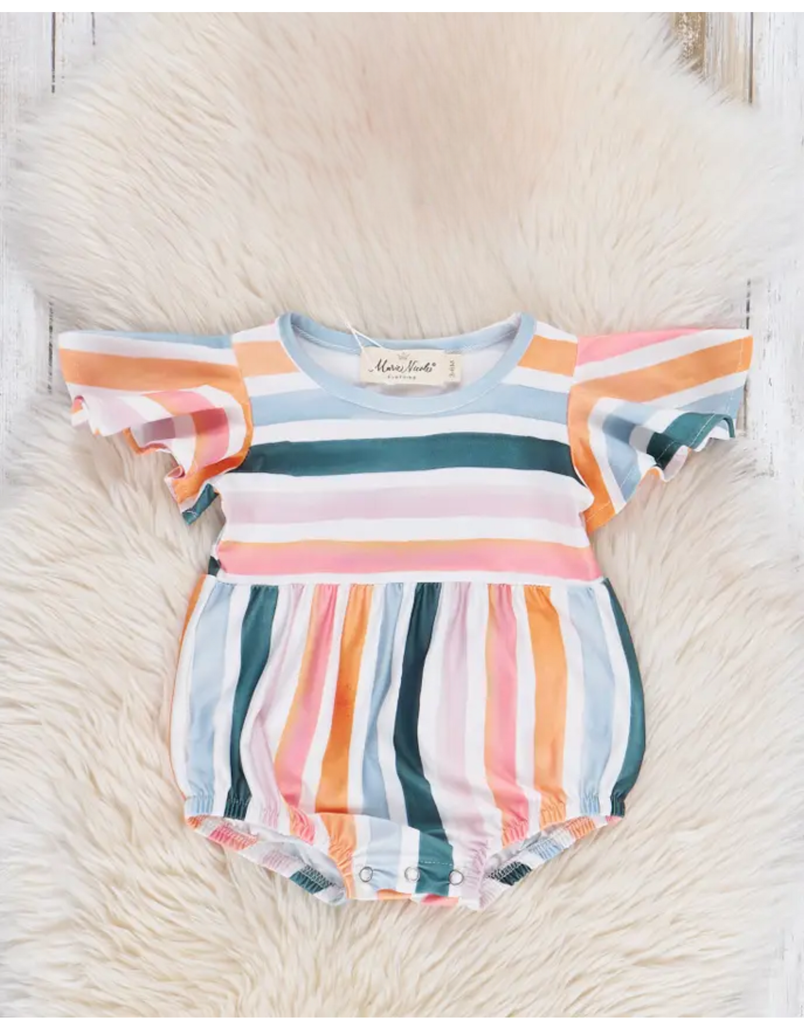 Coastal Tide Stripe Ruffle Bubble
