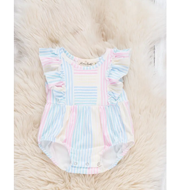 Sunshine Sway Striped Ruffle Romper