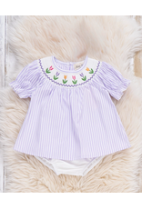 Tulip Smocked Striped Bloomer Set