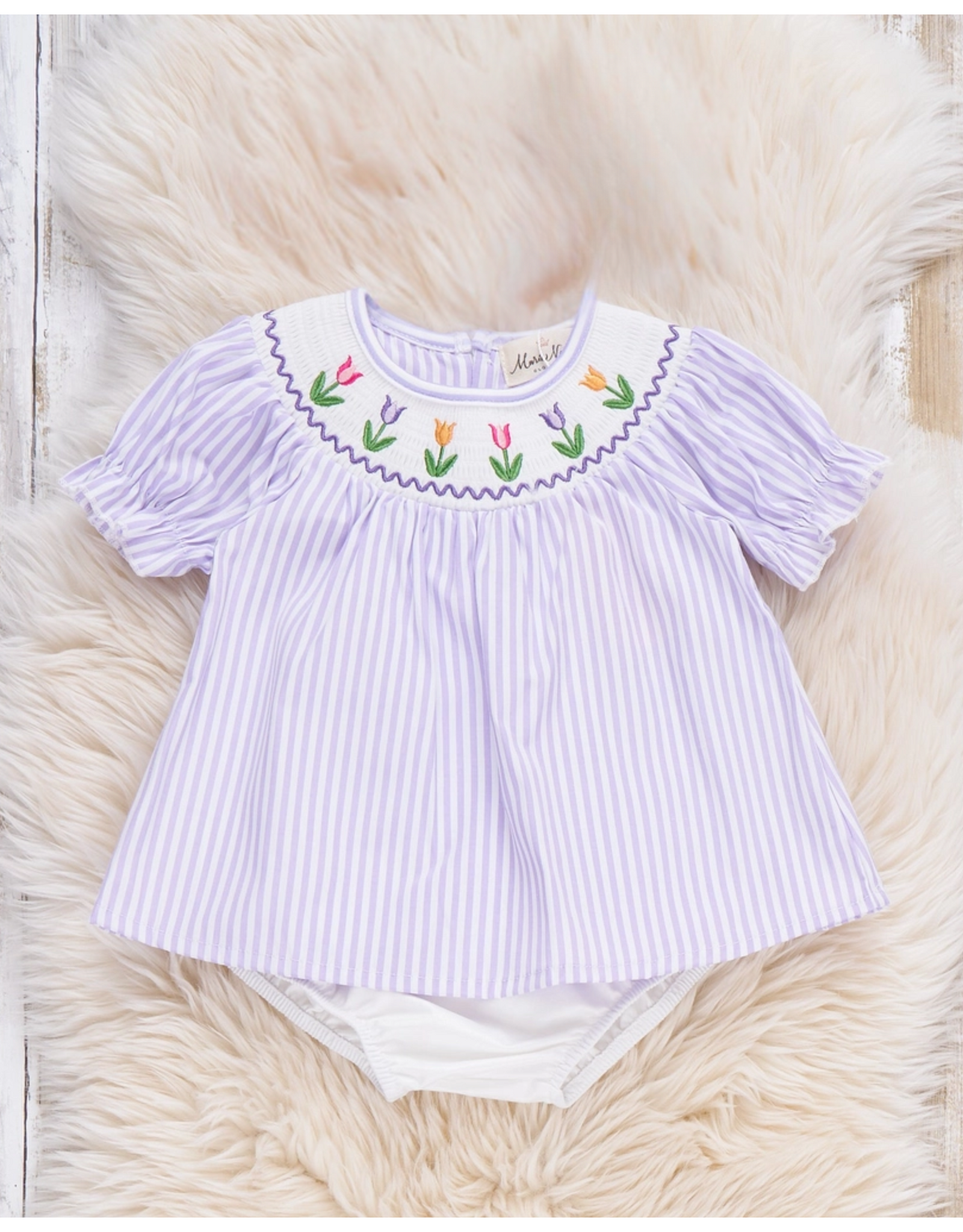Tulip Smocked Striped Bloomer Set