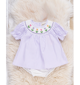 Tulip Smocked Striped Bloomer Set