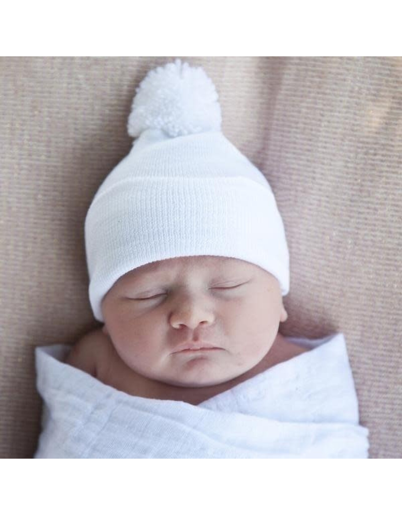 ILYBEAN Ilybean- White Pom Pom Hat