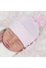 ILYBEAN Ily Bean- Striped Baby Pink Pom Hospital Hat