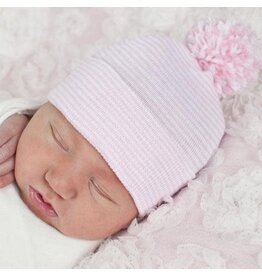 ILYBEAN Ily Bean- Striped Baby Pink Pom Hospital Hat
