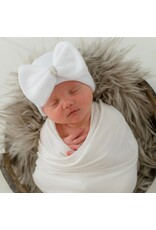 ILYBEAN Ilybean- Olivia White Pearl Bow Nursery Beanie