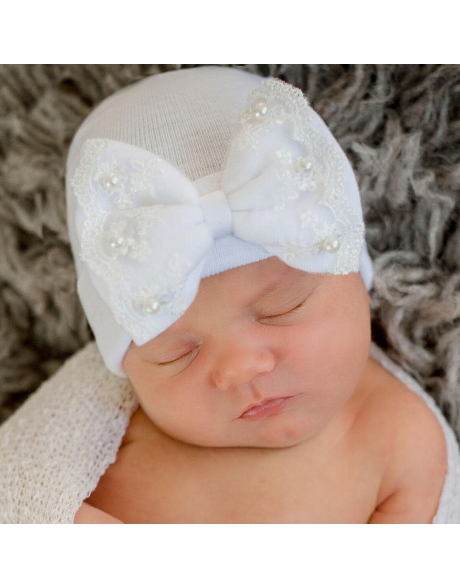 ILYBEAN Ilybean- Pearl & Lace Bow Nursery Beanie