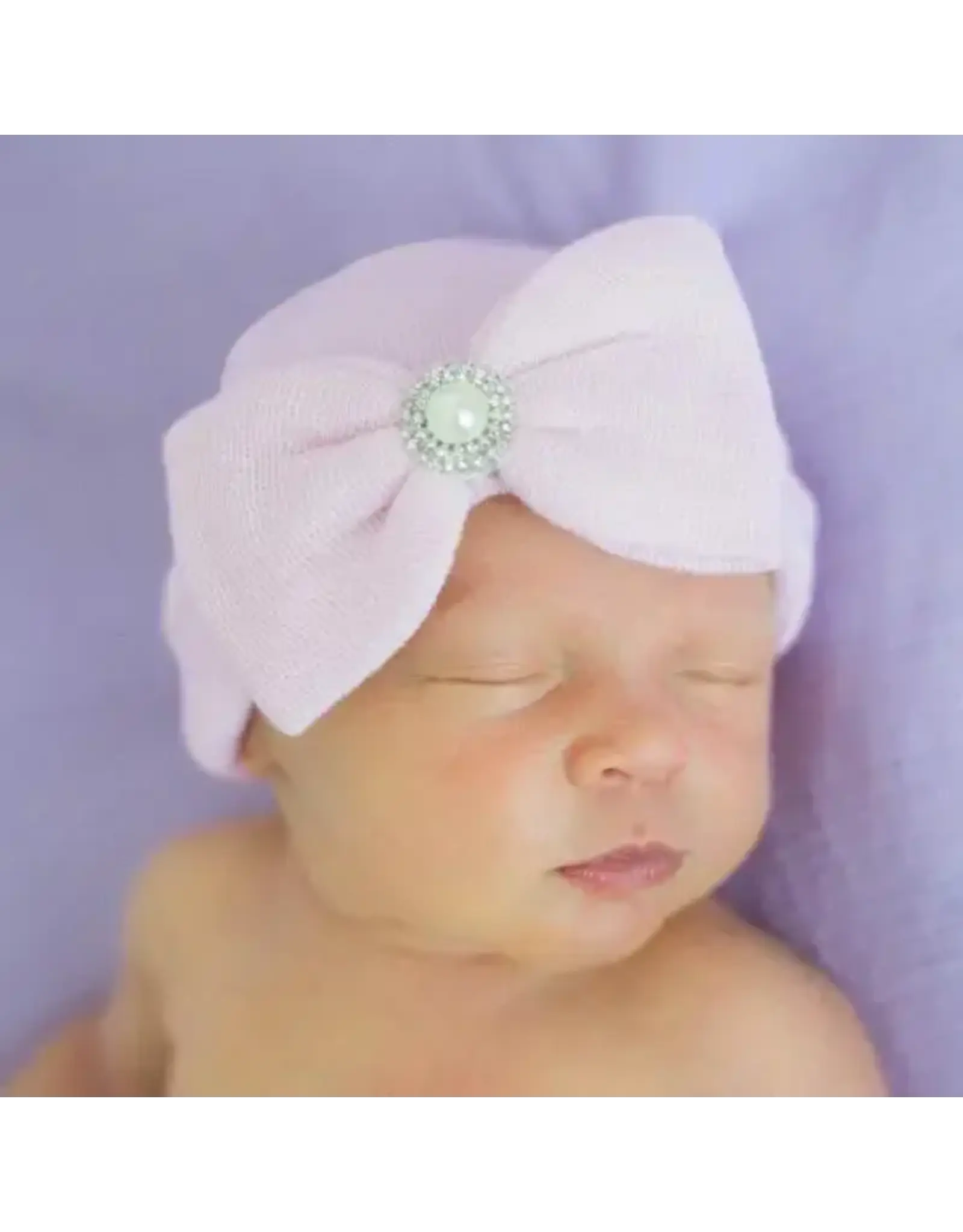 ILYBEAN Ilybean- Pink Bow w/ Pearl Center Beanie