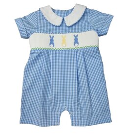 Three Sisters Three Sisters- Bunny Hop Smocked Boys Romper