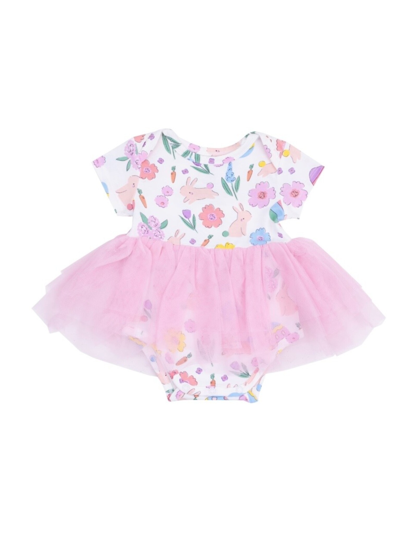 Angel Dear Angel Dear- Pink Bunnies S/S Tutu Bodysuit Dress